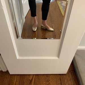 Gold Nine West block pumps